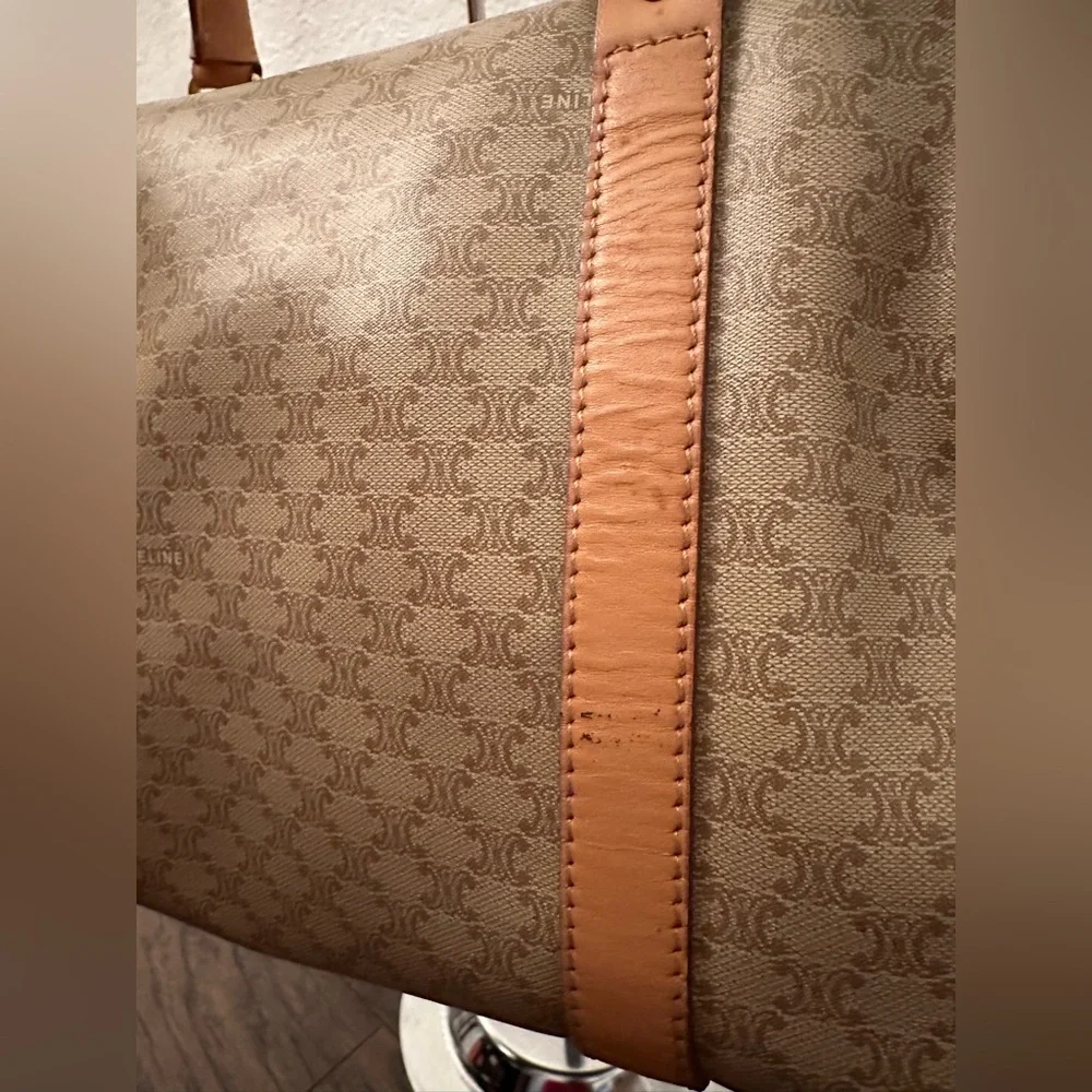 Celine Macadam Boston Bag Beige / Light Brown Coated Canvas - Picture 9 of 16